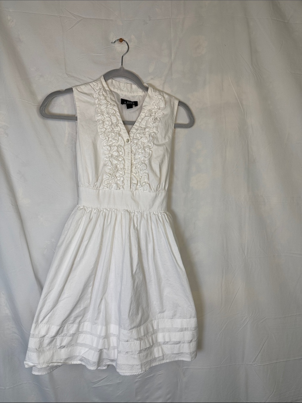 A. Byer White Dress with Black Logo Label